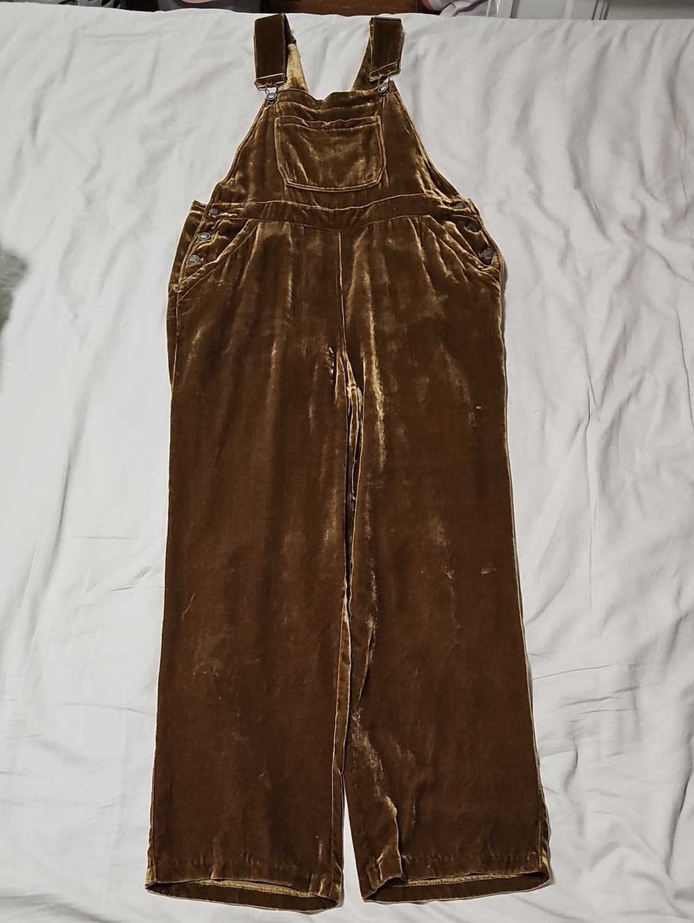 Faherty Silk Velvet Mechanic Overalls Breen Brown Gold Women's Size Small